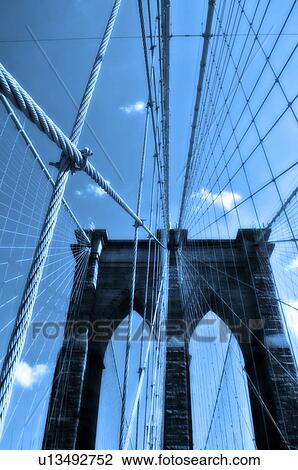 Stock Image - Closeup of Brooklyn Bridge New York NY. Fotosearch