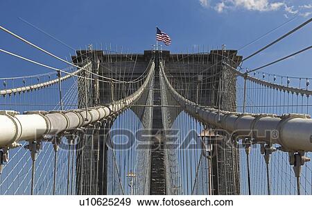 Stock Photo - Closeup of Brooklyn Bridge New York NY. Fotosearch