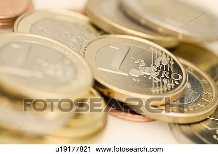 Stock Image - Closeup of Euro coins. Fotosearch