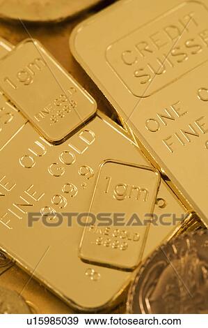 Stock Photo - Closeup of gold bars. Fotosearch