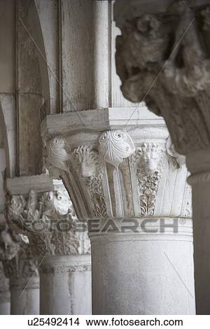 Picture - Column detail of the Doges' Palace Venice Italy. Fotosearch