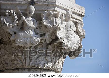 Stock Image - Column detail on the Doges' Palace Venice Italy. Fotosearch