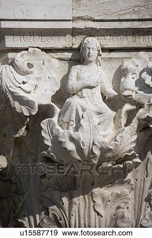 Column sculpture on Doges' Palace Venice Italy View Large Photo Image Stock Photo - Column sculpture on Doges' Palace Venice Italy. Fotosearch