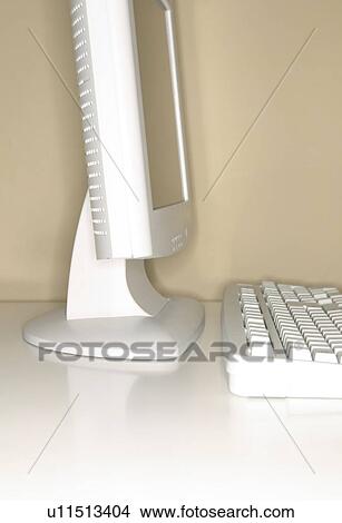 Picture - Computer keyboard and flat panel monitor. Fotosearch