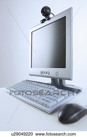 Computer with webcam attachment View Large Photo Image Stock Image - Computer with webcam attachment. Fotosearch