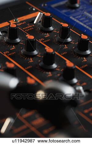 Control panel on sound mixing board View Large Photo Image Stock Photo - Control panel on sound mixing board. Fotosearch