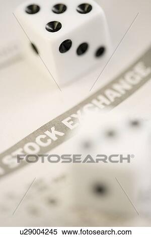 Stock Photography - Dice with stock exchange paper. Fotosearch