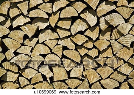 Stock Photo - Ends of stacked split firewood. Fotosearch