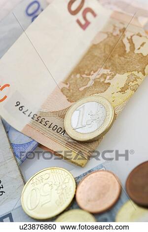 Stock Image - Euro bills and coins. Fotosearch