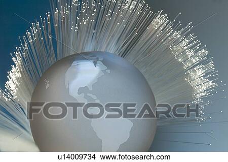 Picture - Fiber optics with globe. Fotosearch