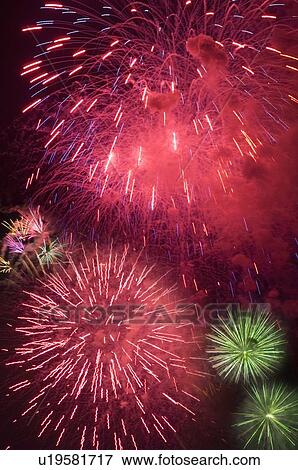 Stock Photo - Fireworks in the night sky. Fotosearch