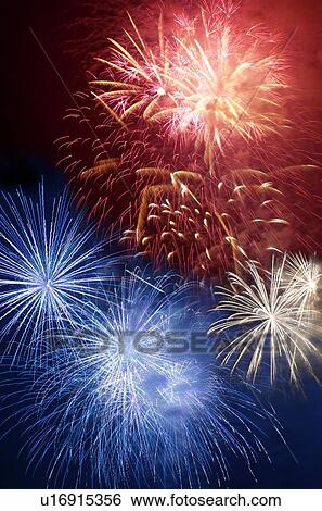 Stock Photograph - Fireworks in the night sky. Fotosearch