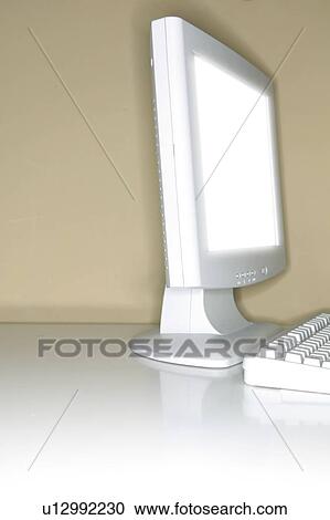 Stock Image - Flat panel monitor and keyboard. Fotosearch