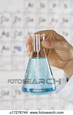 Picture - Hand holding beaker with liquid. Fotosearch