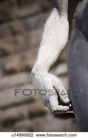 Stock Image - Hand of Michelangelo's David Piazza della Signoria Florence Italy. Fotosearch