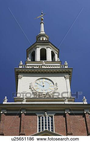 Independence Hall tower in Philadelphia PA View Large Photo Image Stock Photograph - Independence Hall tower in Philadelphia PA. Fotosearch