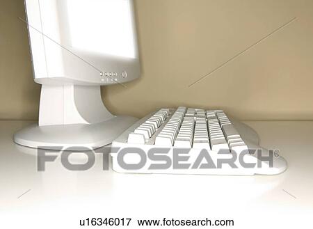 Stock Photo - Keyboard and flat screen monitor. Fotosearch