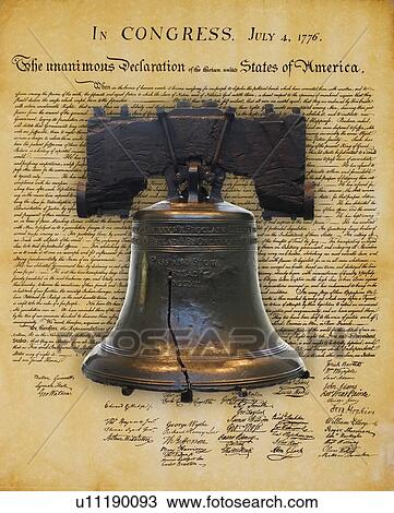 Stock Image - Liberty Bell and the Declaration of Independence . Fotosearch