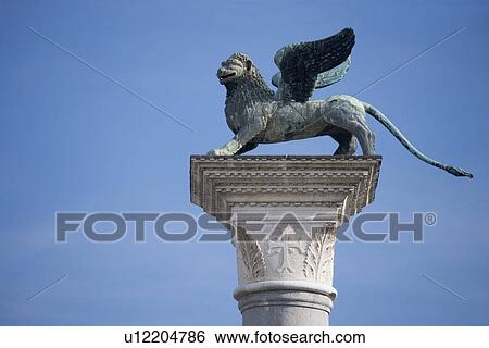 Stock Photograph - Lion of St Mark's Square/ Piazza San Marco Venice Italy. Fotosearch