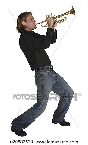 Stock Photo - Man playing horn. Fotosearch