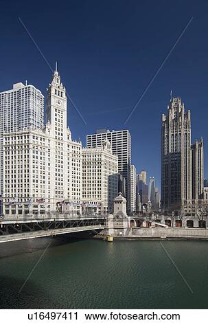 Michigan Avenue Bridge with Tribune Tower and Wrigley Building Chicago Illinois USA View Large Photo Image Stock Image - Michigan Avenue Bridge with Tribune Tower and Wrigley Building Chicago Illinois USA. Fotosearch