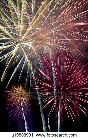Stock Image - Multiple fireworks. Fotosearch