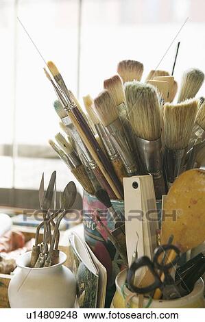 Stock Photo - Paintbrushes and other tools. Fotosearch