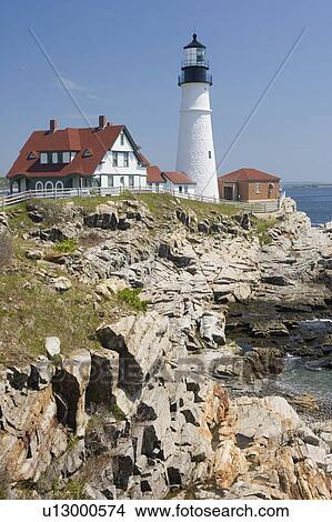 Portland Head Lighthouse Cape Elizabeth Maine View Large Photo Image Picture - Portland Head Lighthouse Cape Elizabeth Maine. Fotosearch