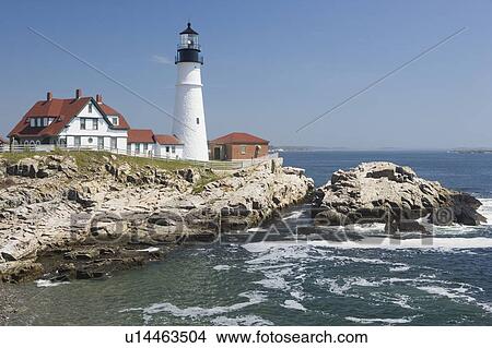 Portland Head Lighthouse Cape Elizabeth Maine View Large Photo Image Picture - Portland Head Lighthouse Cape Elizabeth Maine. Fotosearch