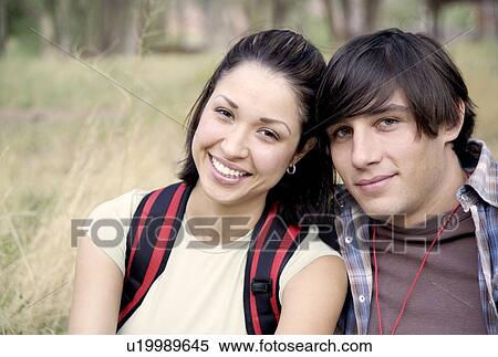 Stock Photography - Portrait of a backpacking couple. Fotosearch