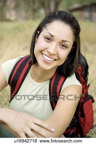 Portrait of a female hiker View Large Photo Image Stock Photo - Portrait of a female hiker. Fotosearch