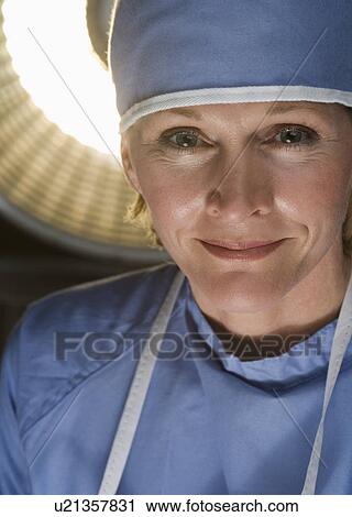 Stock Image - Portrait of a female physician. Fotosearch