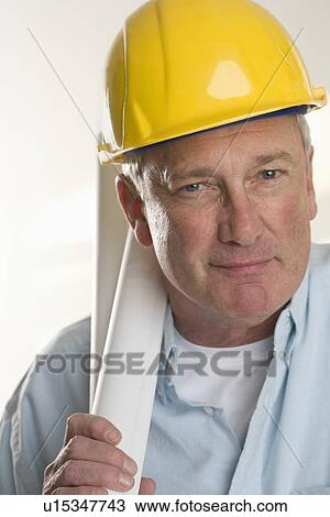 Stock Image - Portrait of contractor. Fotosearch