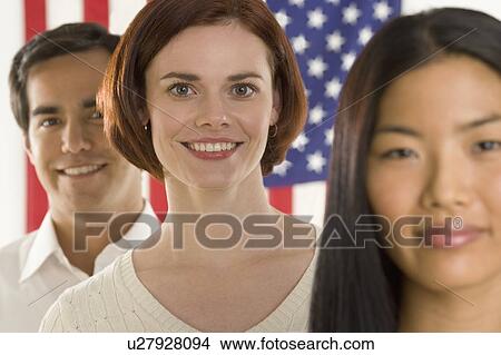 Picture - Portrait of three Americans. Fotosearch