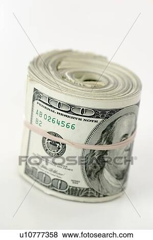 Stock Photo - Roll of 100 dollar bills. Fotosearch
