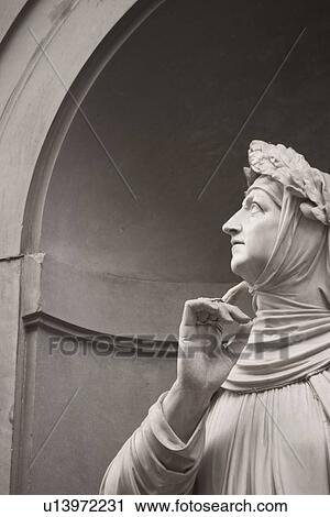 Stock Image - Statue of Petrarch Florence Italy. Fotosearch