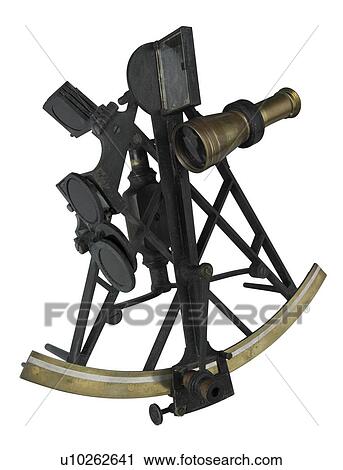 Stock Image - Still life of a sextant. Fotosearch