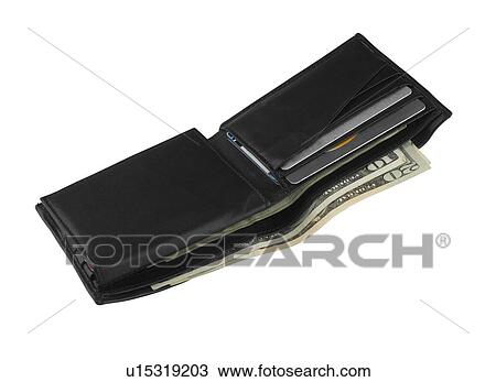 Stock Image - Still life of an open wallet. Fotosearch