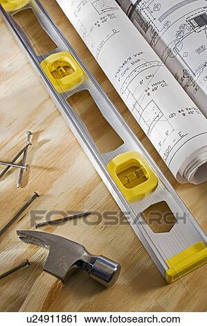 Stock Image - Still life of carpentry tools. Fotosearch