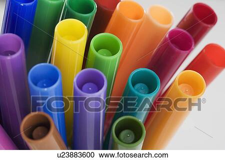 Stock Image - Still life of colored markers. Fotosearch
