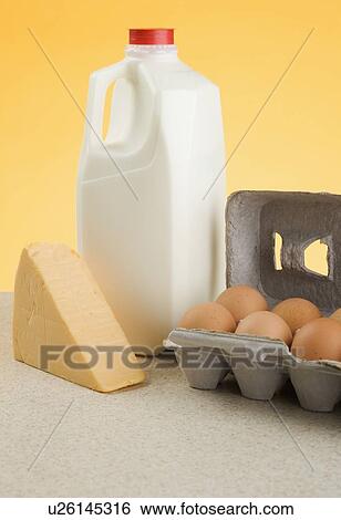 Stock Photograph - Still life of dairy products. Fotosearch