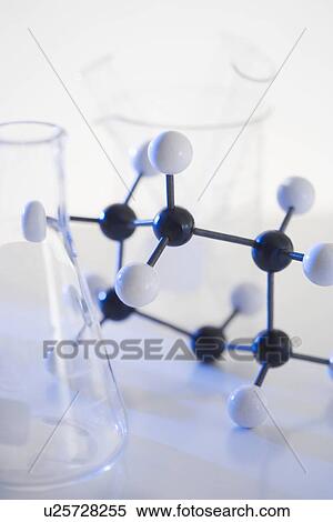 Stock Photography - Still life of molecular structure and beakers. Fotosearch