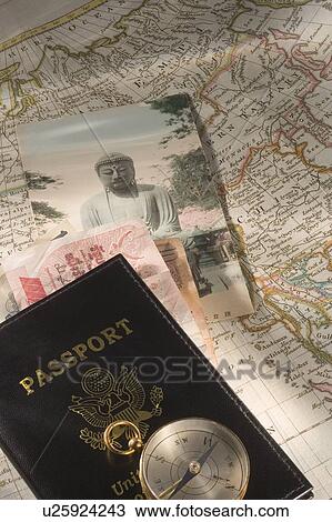 Stock Image - Still life of travel items. Fotosearch