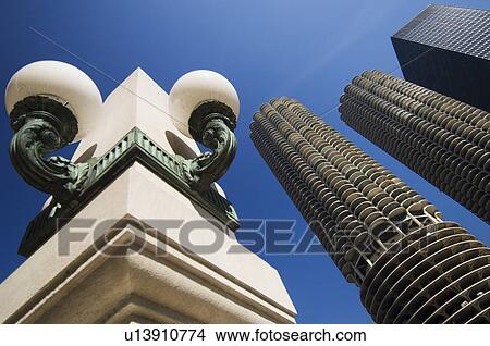 Picture - Street lamp detail at Marina City Towers Chicago Illinois USA. Fotosearch