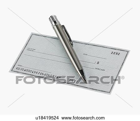 Studio shot of blank check and pen View Large Photo Image Picture - Studio shot of blank check and pen. Fotosearch