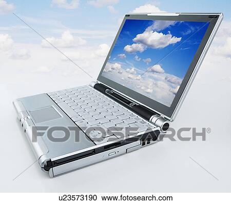 Stock Image - Studio shot of laptop. Fotosearch