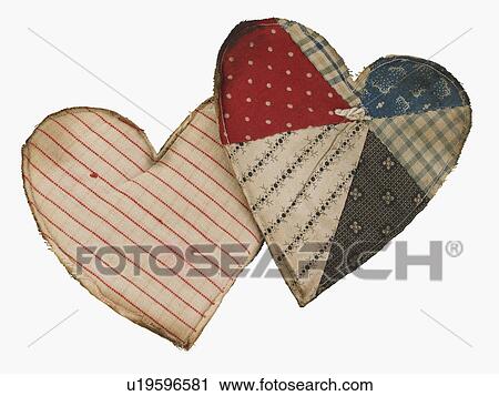 Stock Image - Studio shot of patchwork hearts. Fotosearch