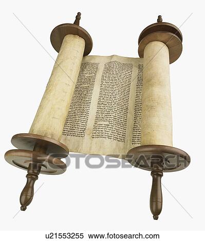 Stock Photography - Studio shot of scroll on wooden spools. Fotosearch