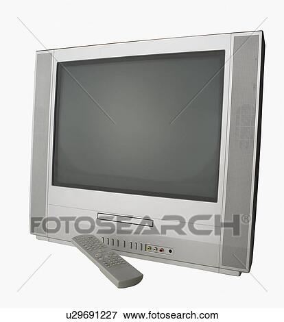 Stock Photo - Studio shot of television and remote control. Fotosearch