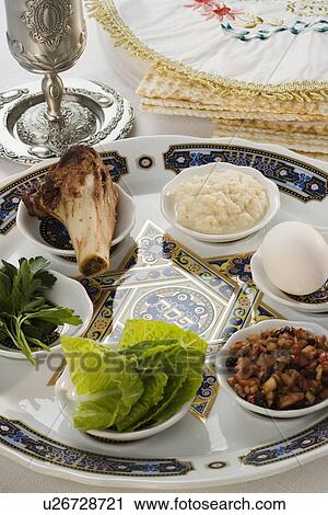 Stock Image - Table set for Seder. Fotosearch